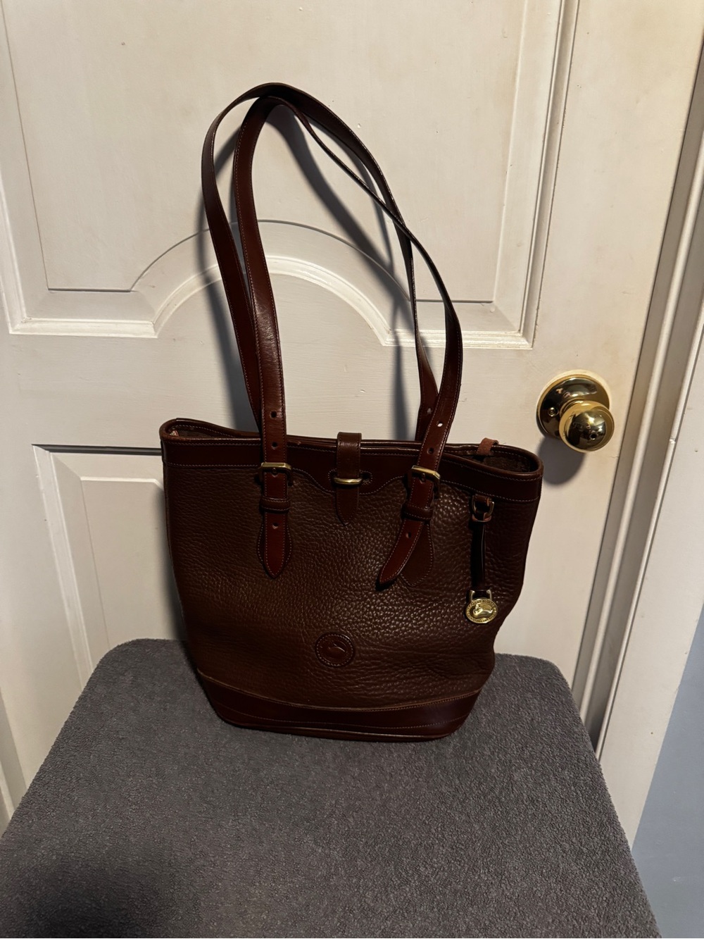 Dooney & Bourke Dark Brown Pebble Leather Tote